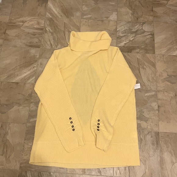 Open Back, Yellow, Cowl Neck Sweater by NY & Co - Picture 6 of 10